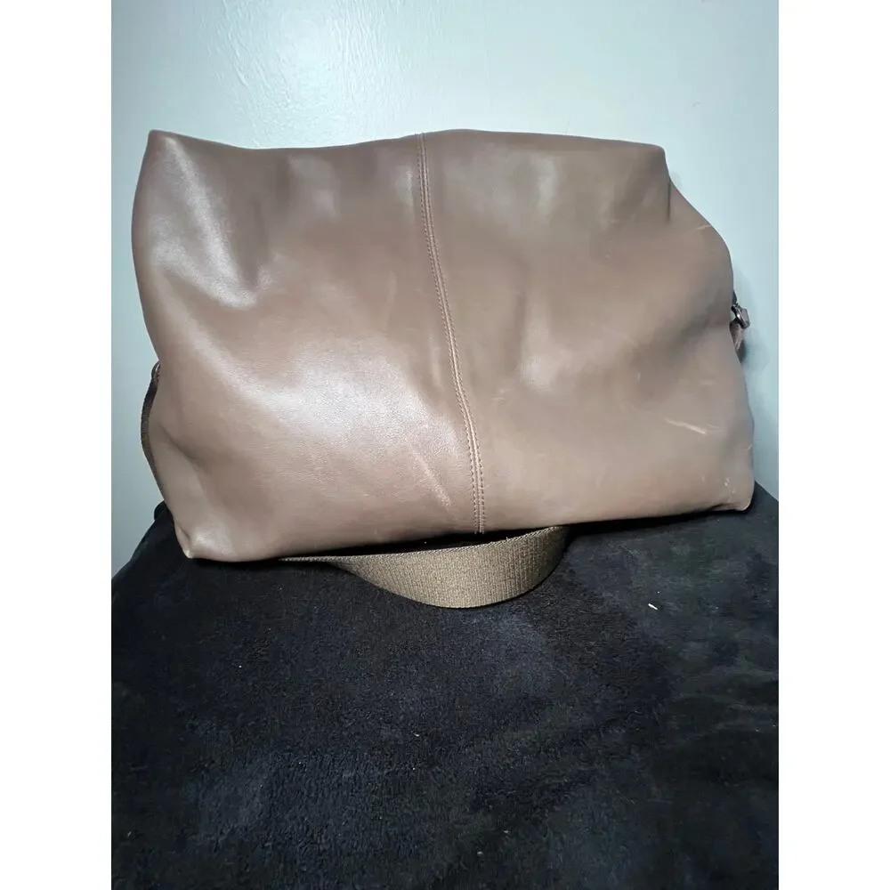 Furla Italian Leather Slouch Hobo Shoulder Crossbody Bag Taupe Large
